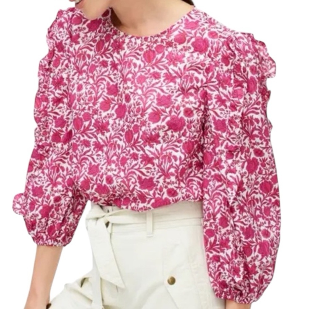 J. Crew Pink Floral Blouse